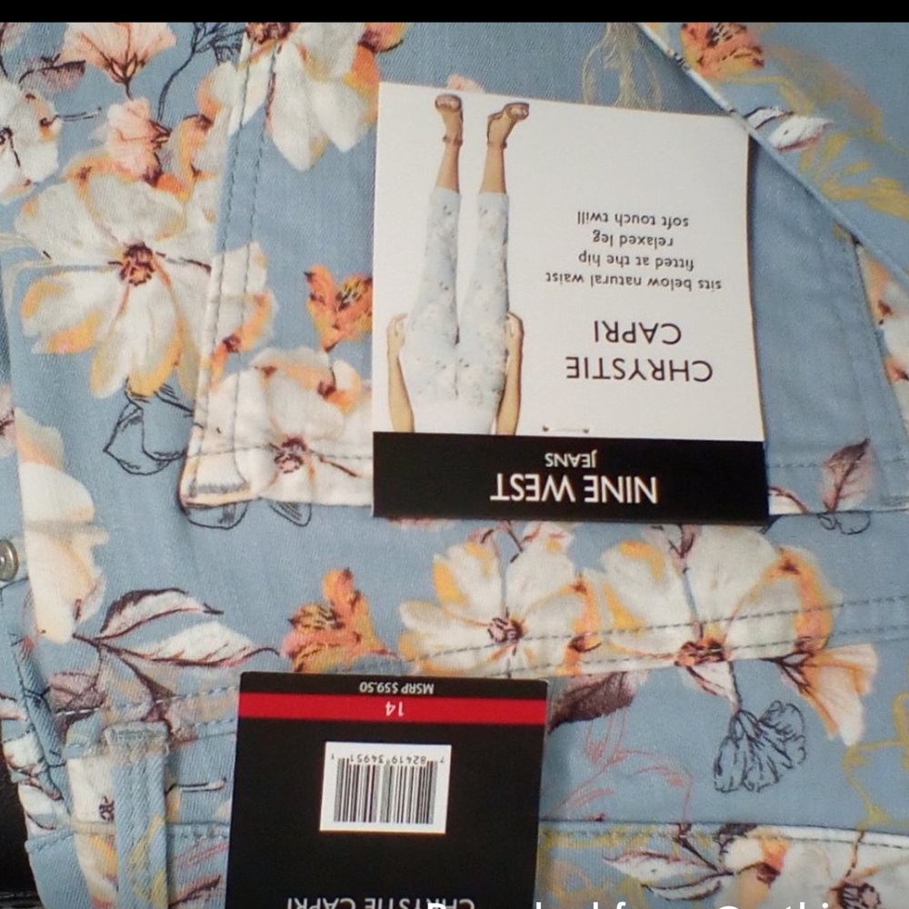 Nine West Women’s Floral Cotton Stretch Capris size 14 - Picture 4 of 8